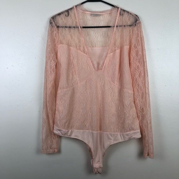 eva mendes for New York & Company Tops - Eva Mendes Pink Lace Bodysuit